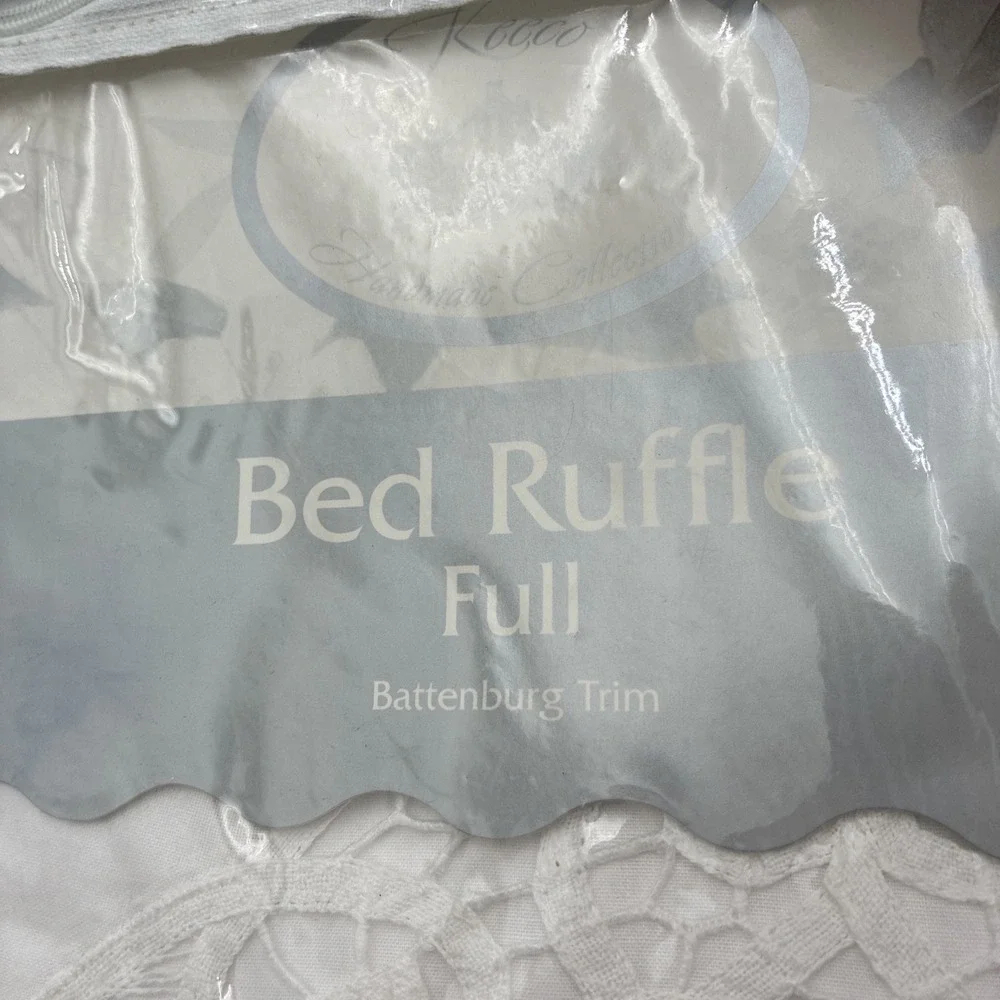 Keeco Handmade Collection White Full Bed Ruffle Battenburg Lace  cottagecore